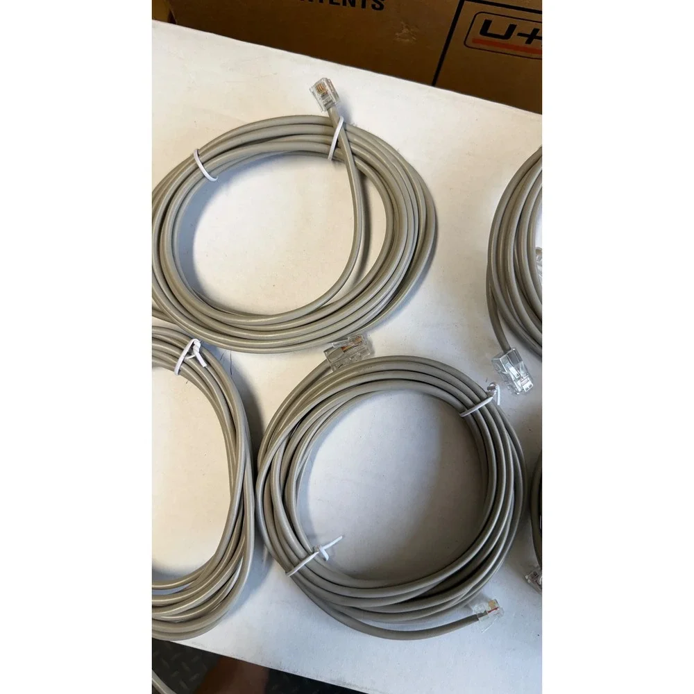 Lot of 5 Grey Telephone Line‎ Cords RJ11 Modular Phone Cables Landline Accessory